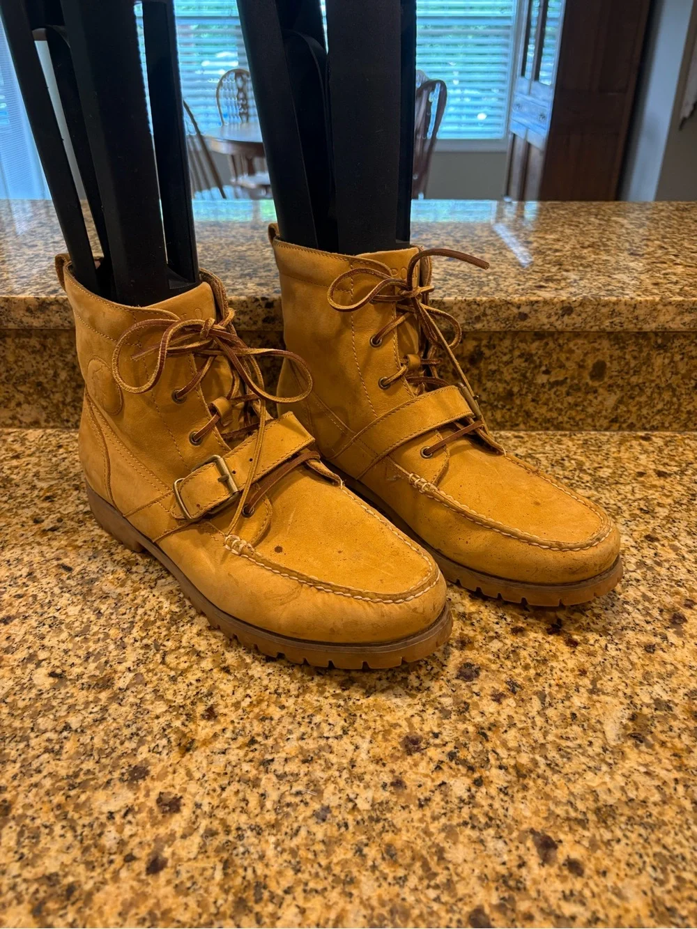 Polo Ralph Lauren Redmond Boots Mens 13 Tan Leather Lace Up Riding Ankle Strap